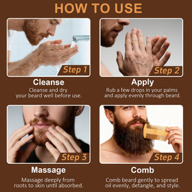 XIKEZAN beard oil being massaged into beard for softer, manageable facial hair