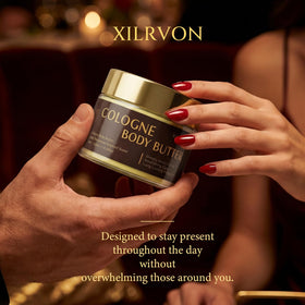 XILRVON with shea butter spoon showing natural ingredient and skin conditioning