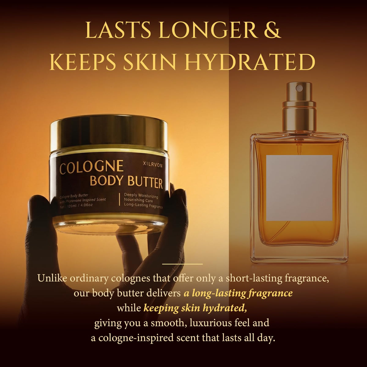 XILRVON jar beside a cologne bottle illustrating subtle scent layering option