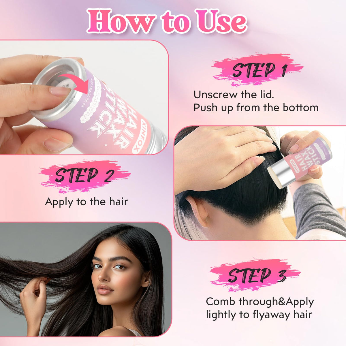 Xinfox hair brush and wax in hand showing size and ease of use for touch-ups