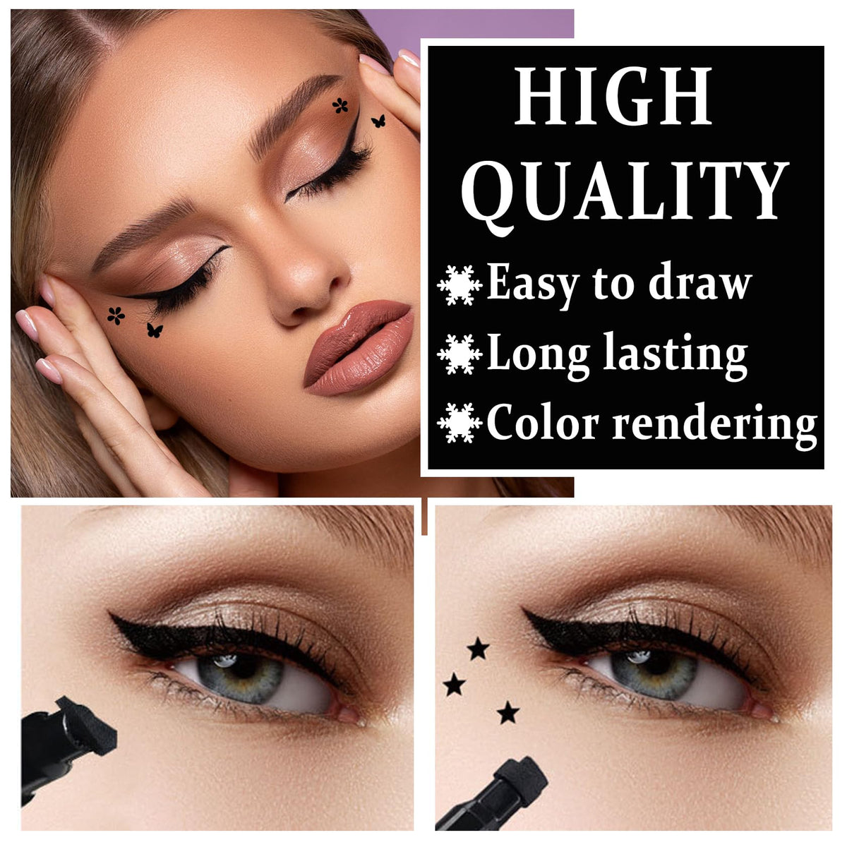 XINGXYUEL model eye with stamped heart accent and crisp black winged liner