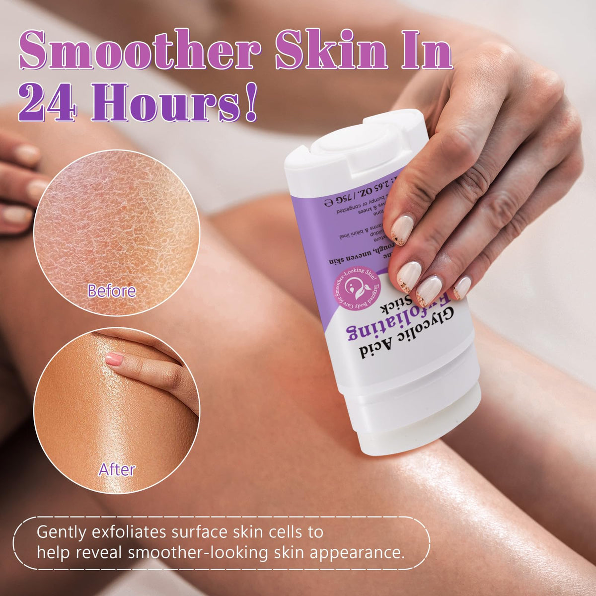 XINSZLIN stick used on knee and heel showing smoothing benefit for rough areas