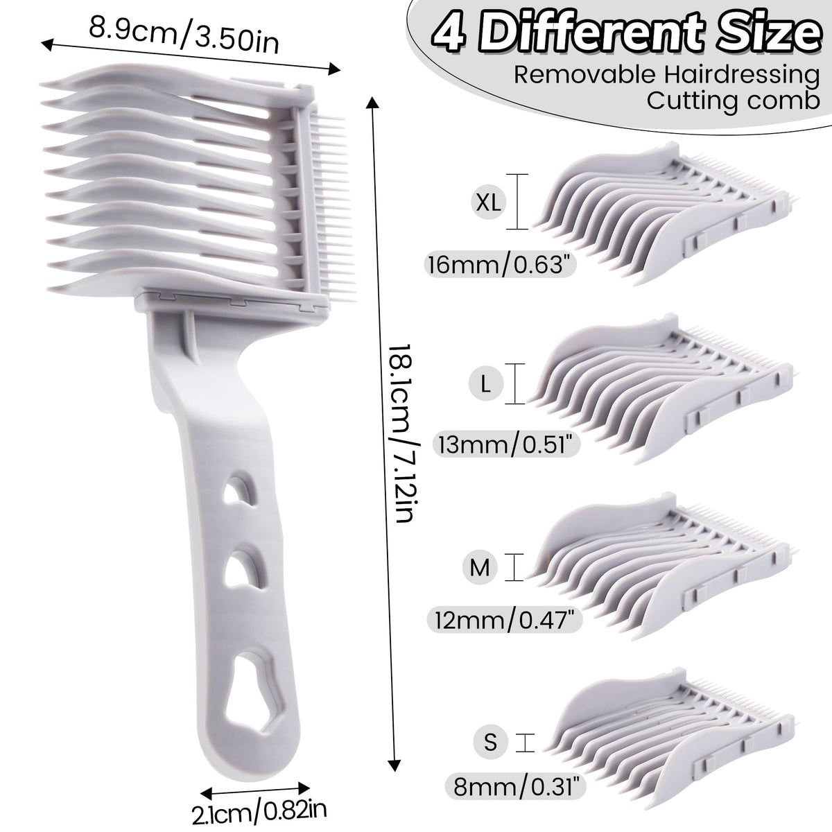Xisilin four combs lined up showing graduated sizes for precise fades
