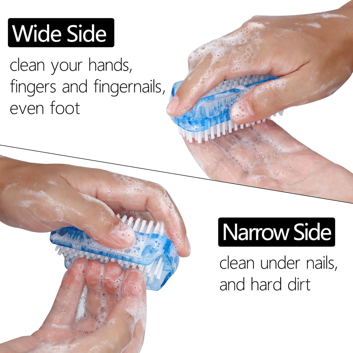 Xjinmin ergonomic grip side profile illustrating comfortable hold and effortless scrubbing