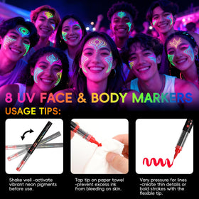 Xkmywhhs artist applying neon face paint showing easy application and detail