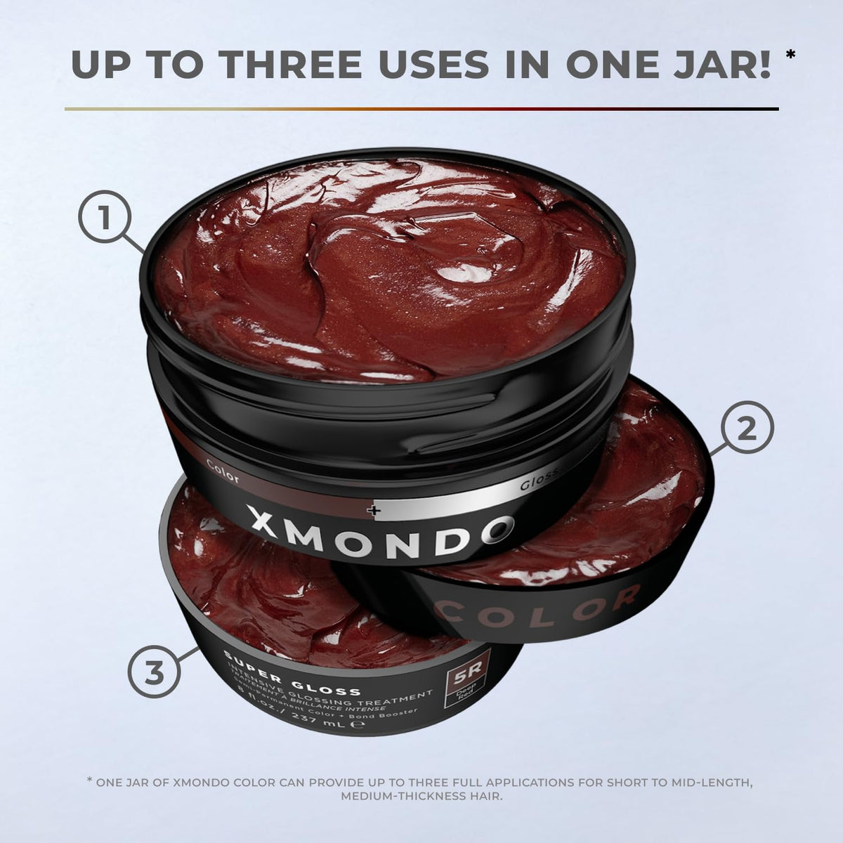XMONDO styled hair in sunlight showing glossy deep red finish