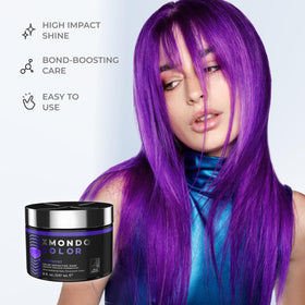 XMONDO result on light hair displaying vivid purple tone and visible shine benefit