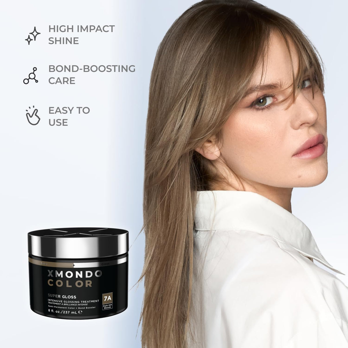 XMONDO before and after toning comparison showing reduced brassiness