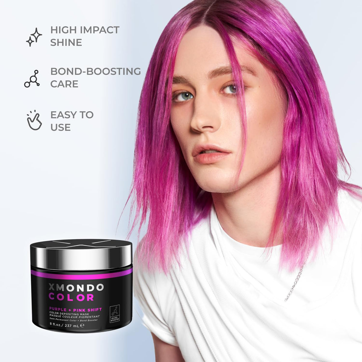 XMONDO before and after on lightened hair showing multi-tonal result