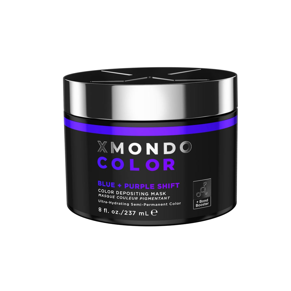 XMONDO front packaging showing blue-purple mask and clear benefit of vivid color
