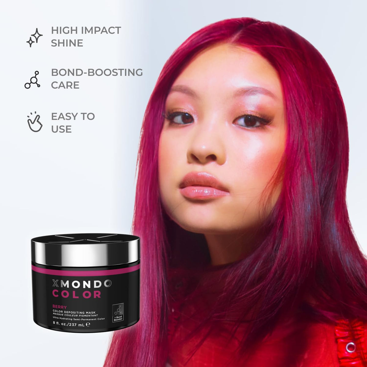 XMONDO ingredient label highlighting bond booster and hyaluronic acid benefits