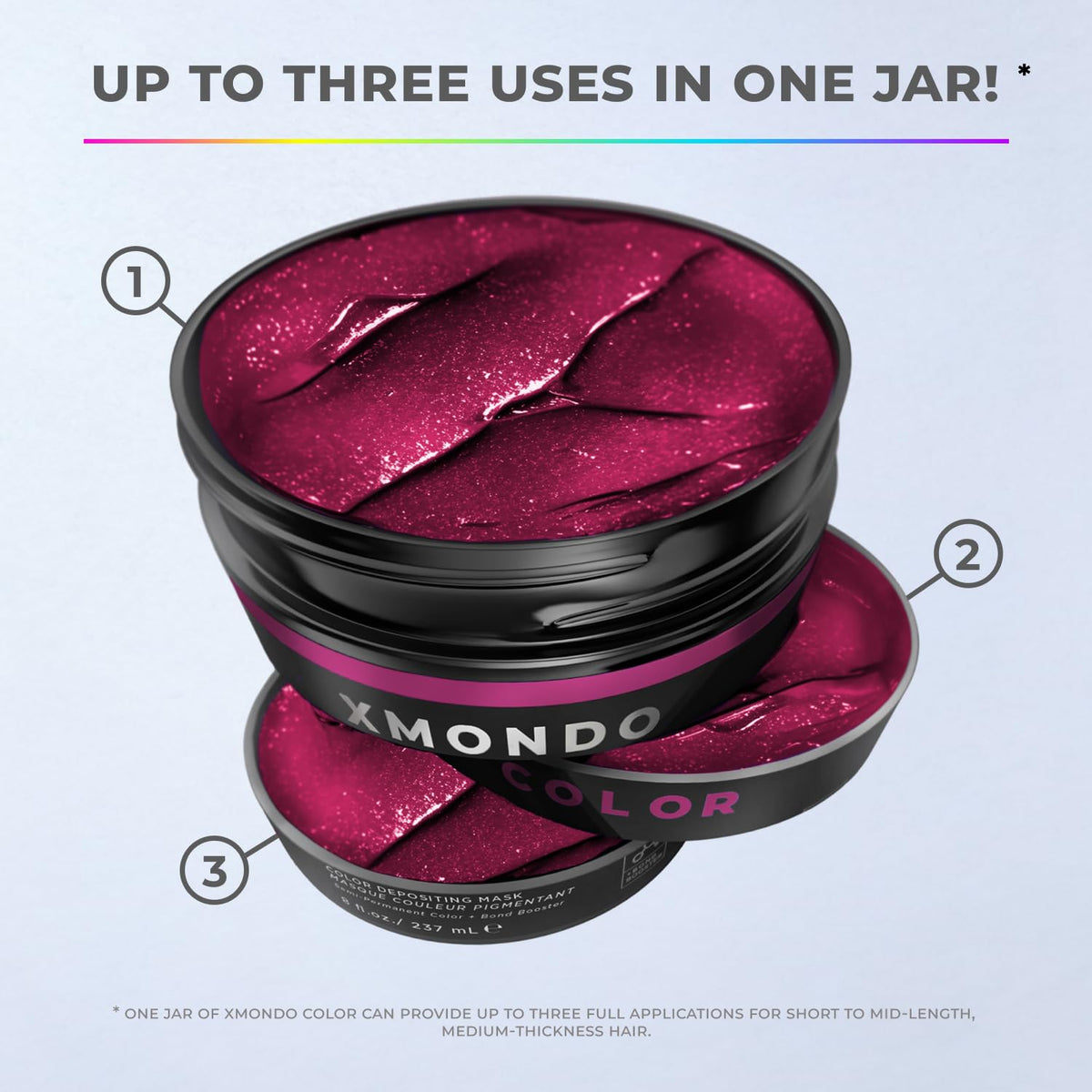XMONDO styled model with berry hair showcasing color payoff and healthy shine