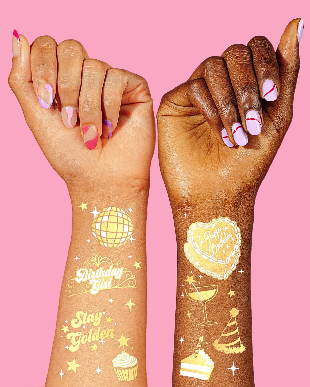 xo, Fetti application demo on skin illustrating easy transfer and quick wear