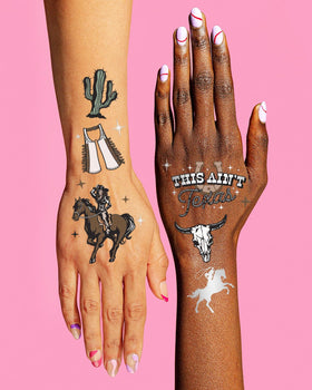 xo, Fetti applying tattoo with damp cloth demonstrating quick easy application