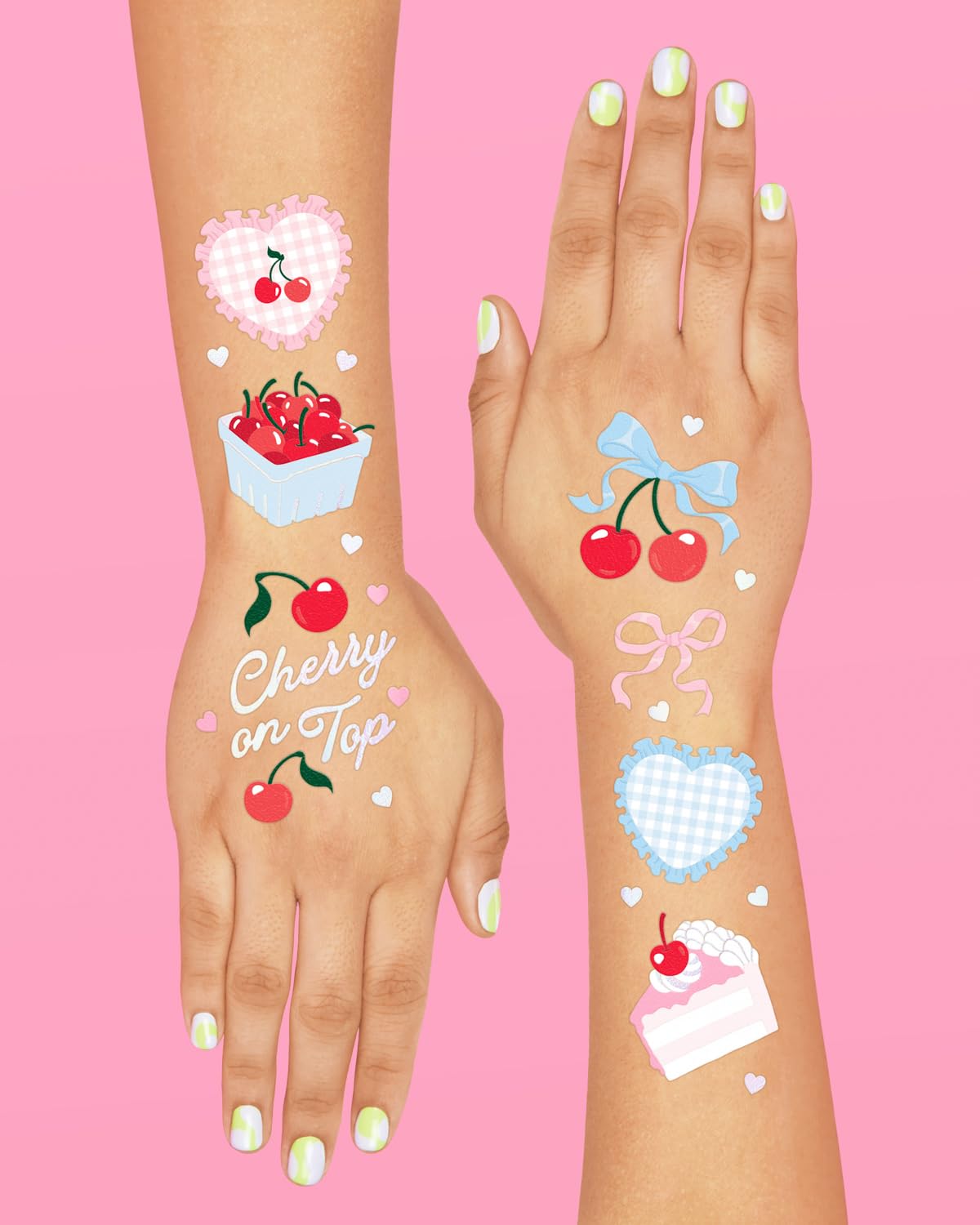 xo, Fetti hand applying tattoo with damp cloth demonstrating quick application