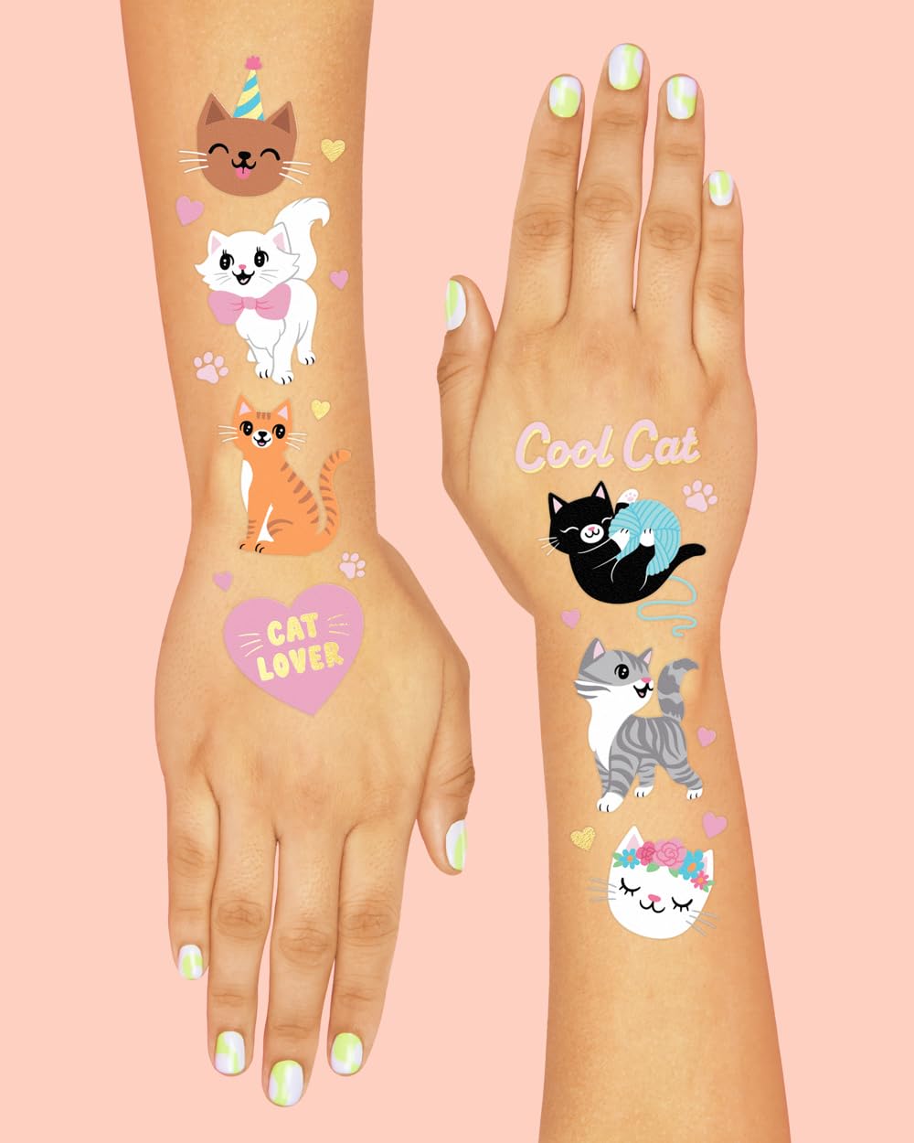xo, Fetti child applying a cat tattoo showing easy one-minute application