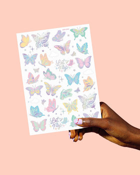 xo, Fetti tattoos applied to gift wrap showing craft versatility benefit