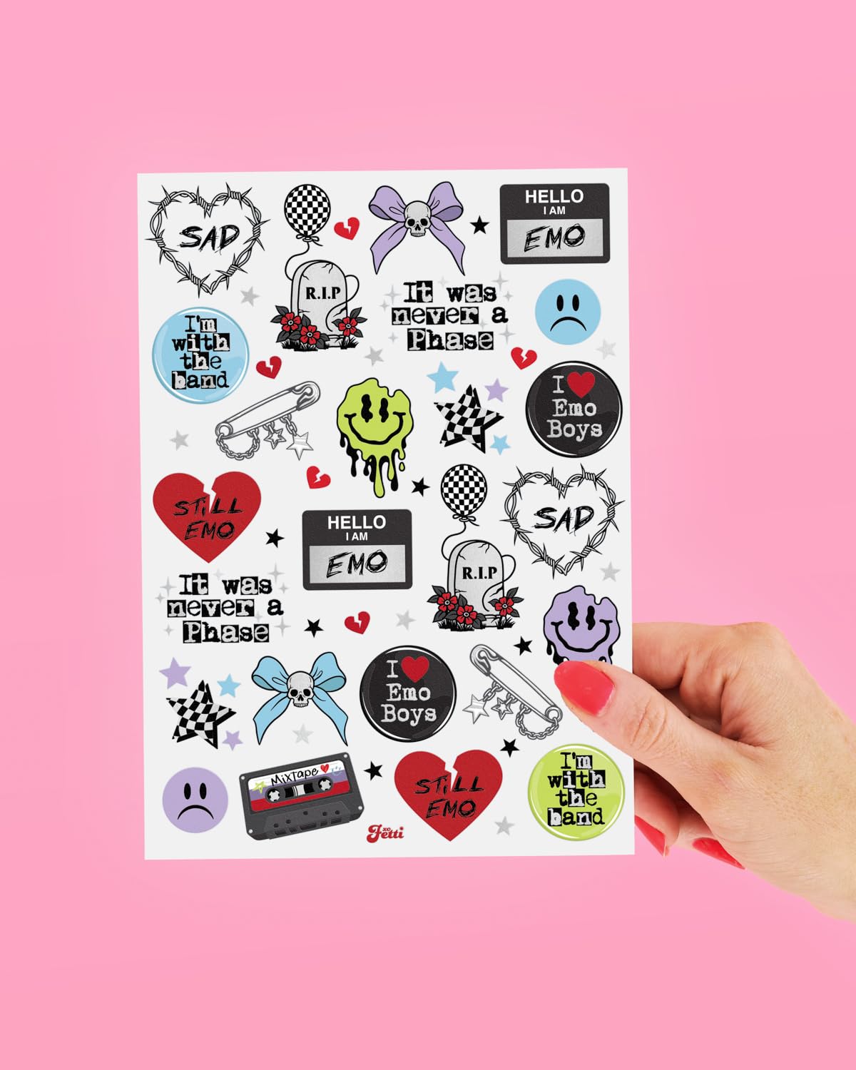 xo, Fetti tattoos displayed at an emo-themed party showing decoration use