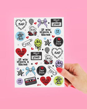 xo, Fetti tattoos displayed at an emo-themed party showing decoration use