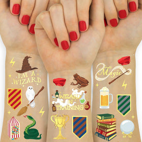 xo, Fetti front packaging showing gold foil wizard tattoo designs and party-ready appeal