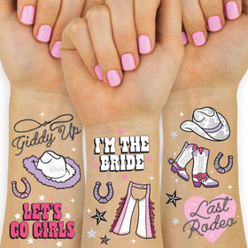 xo, Fetti front packaging showing two sheets and 48 glitter tattoos for easy party styling