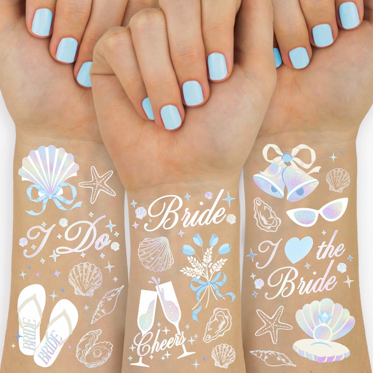 xo, Fetti front packaging showing seashells and wedding bells, adds instant party glamour