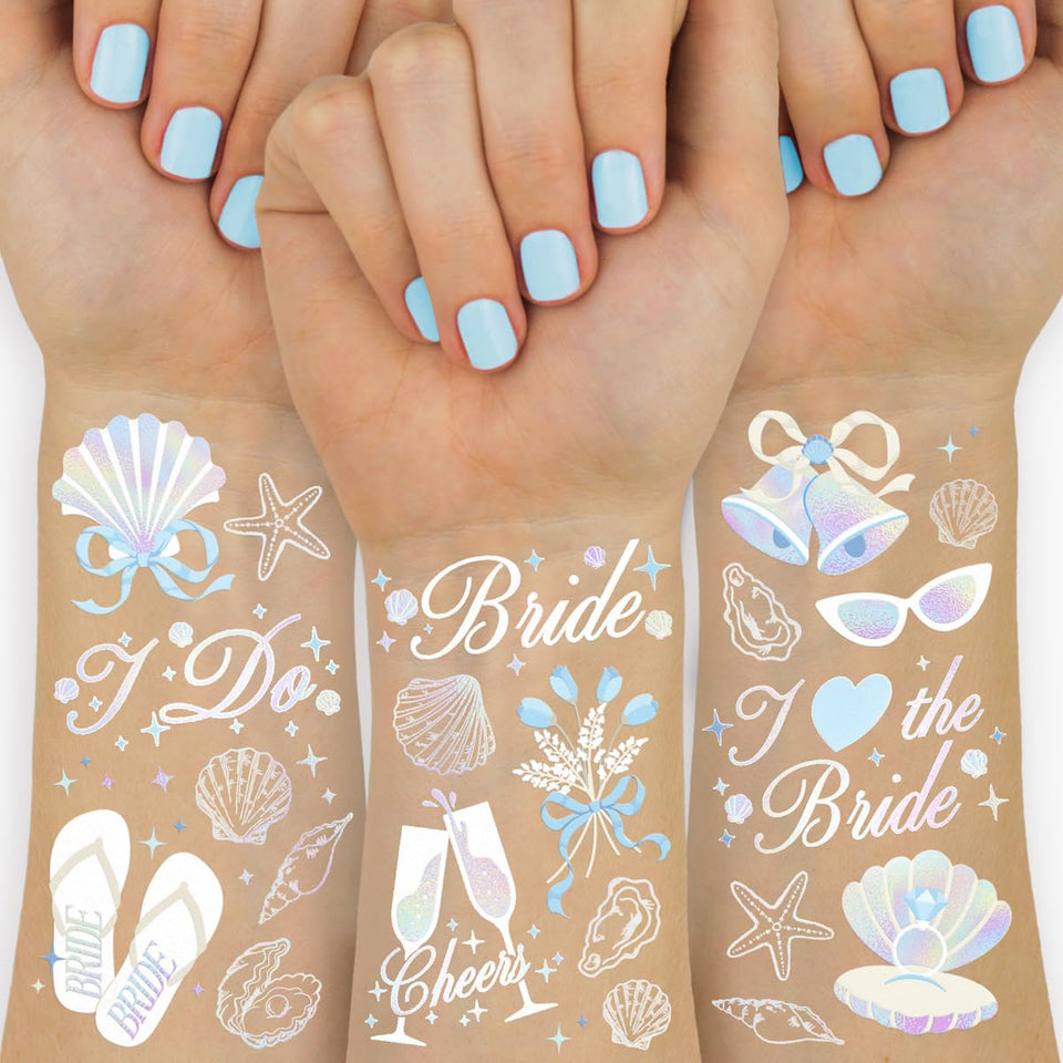 xo, Fetti front packaging showing seashells and wedding bells, adds instant party glamour