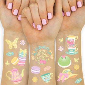 xo, Fetti front packaging showing tea party tattoo sheets and playful designs