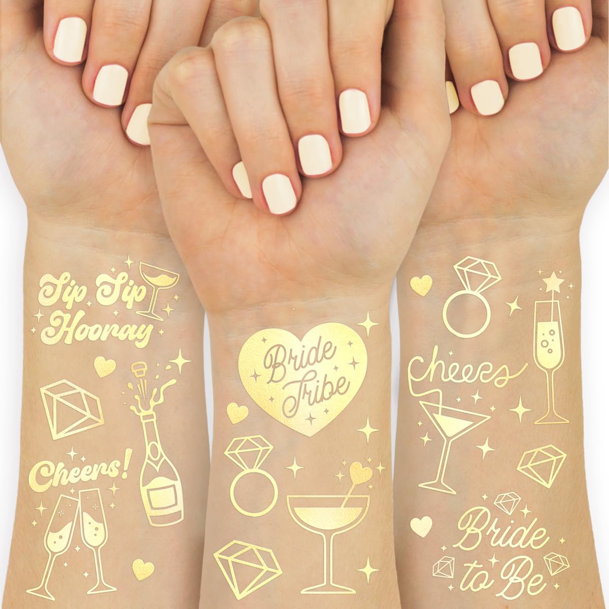 xo, Fetti front packaging showing two gold tattoo sheets for easy party use