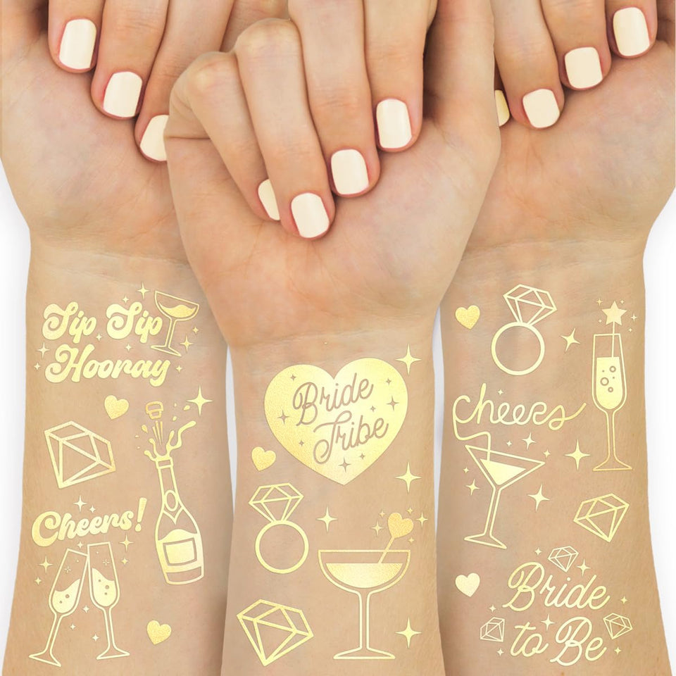 xo, Fetti front packaging showing two gold tattoo sheets for easy party use