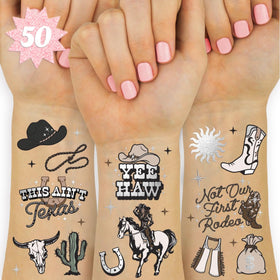 xo, Fetti front packaging showing 50 western tattoos and party-ready benefit