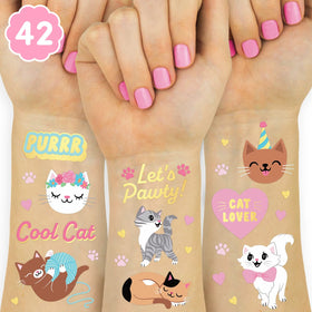 xo, Fetti front packaging showing two full tattoo sheets and colorful cats