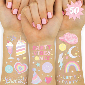 xo, Fetti front sheets showing 50 pastel foil tattoos, great party starter