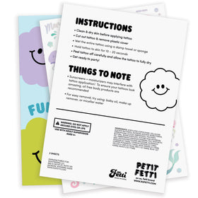 xo, Fetti label close-up displaying safety instructions and non-toxic benefit