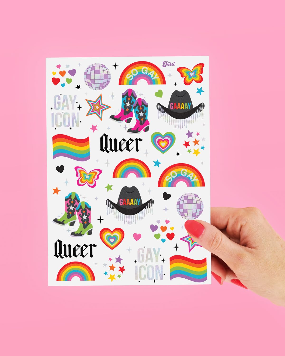 xo, Fetti temporary tattoos worn at pride parade conveying fun group look