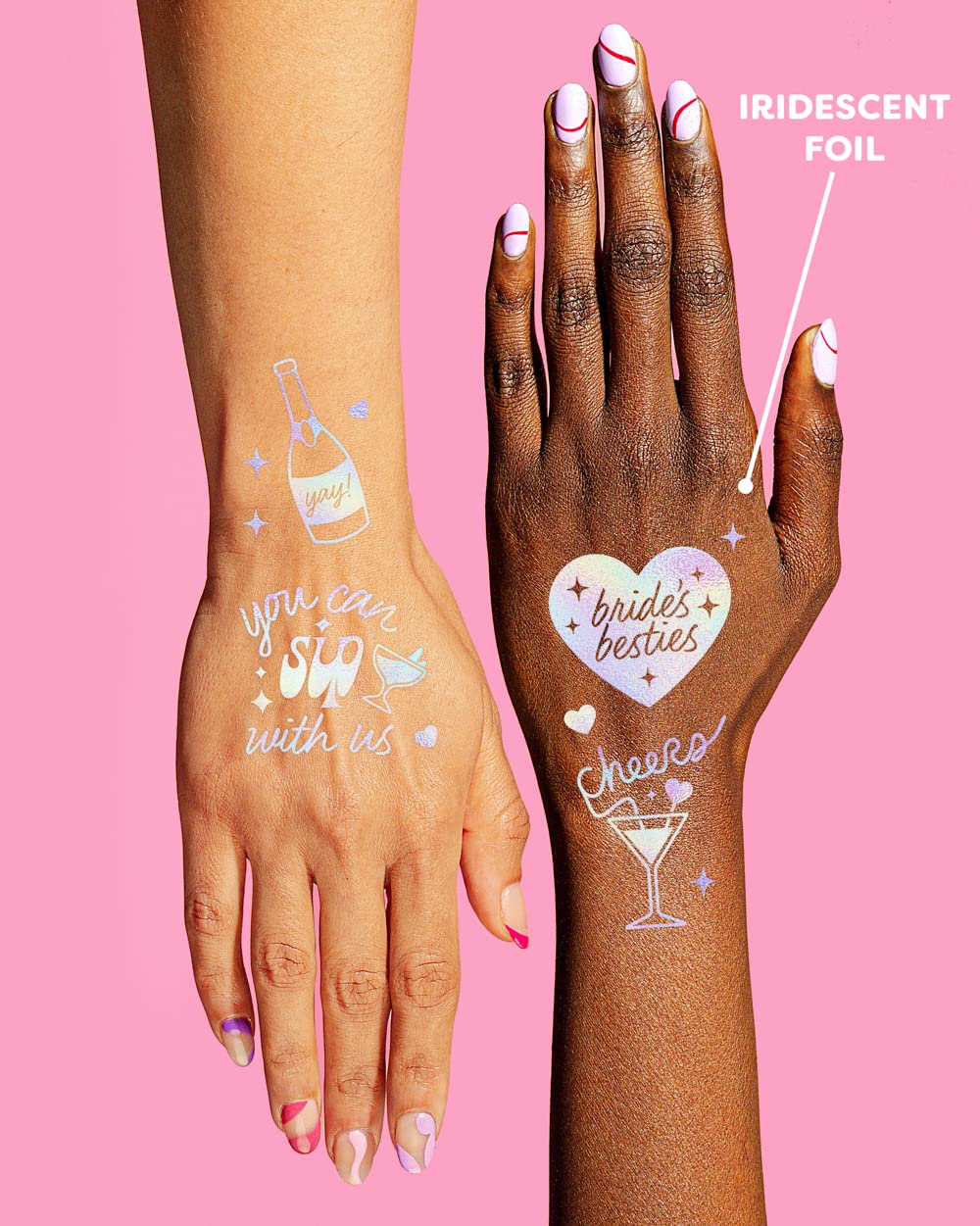 xo, Fetti multiple guests wearing tattoos for unified bachelorette photos and celebratory vibe