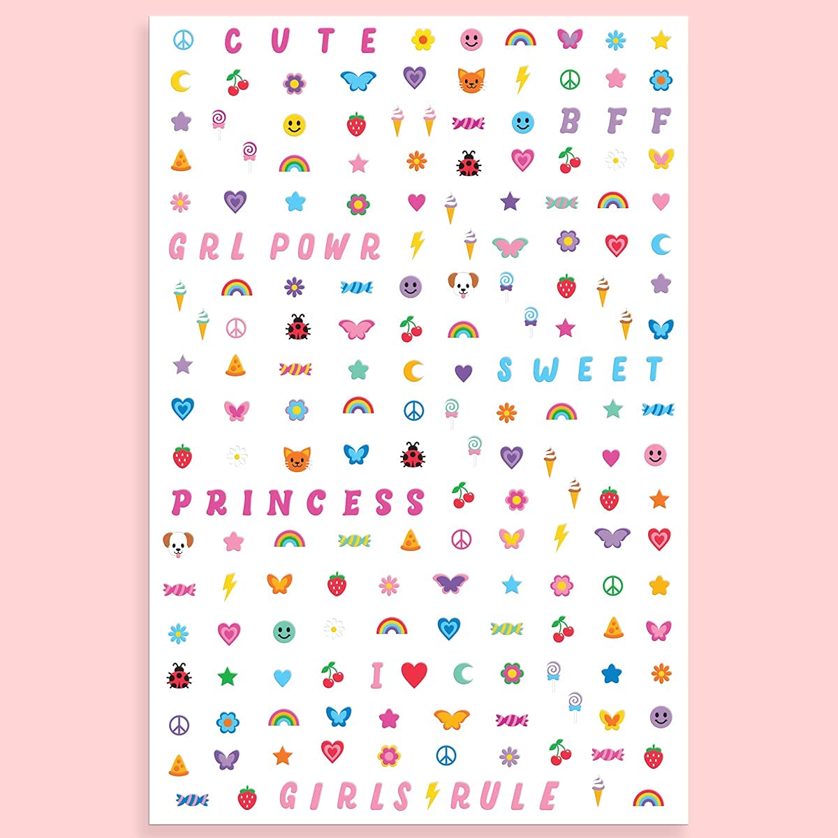 xo, Fetti sheets next to a ruler showing scale and sticker sizes for planning