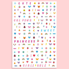 xo, Fetti sheets next to a ruler showing scale and sticker sizes for planning