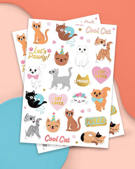 xo, Fetti close-up of sheet detail displaying hand-drawn cat designs