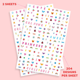xo, Fetti close-up of sheet detail showing hand-drawn icons for precise placement