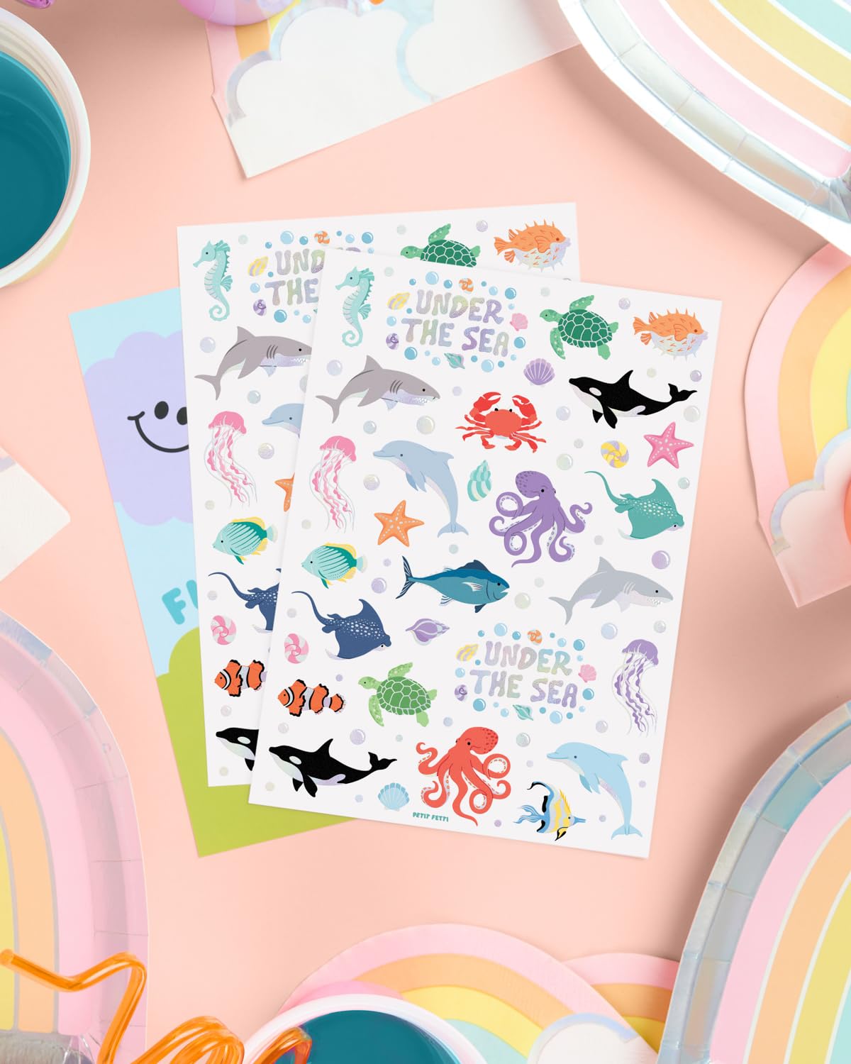 xo, Fetti close-up of hand-drawn sea creature illustrations with bold colors