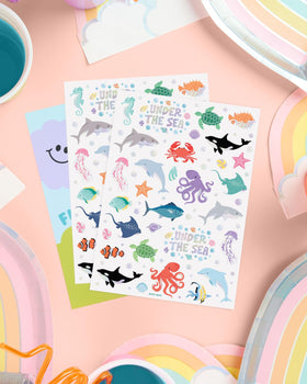 xo, Fetti close-up of hand-drawn sea creature illustrations with bold colors