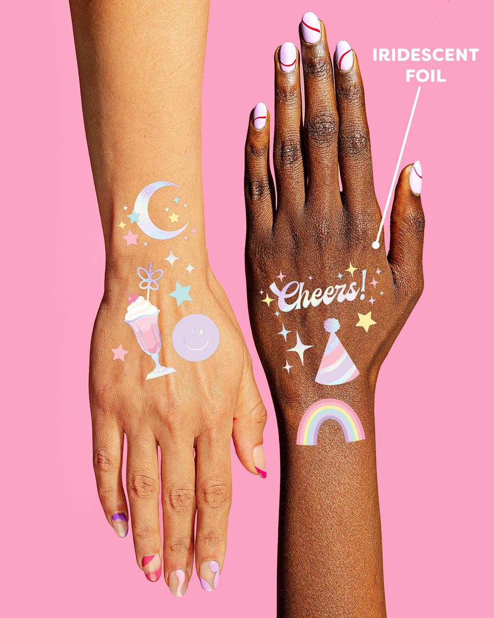 xo, Fetti sheet next to hand to show tattoo sizes for easy planning