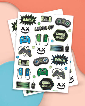 xo, Fetti close-up of tattoo sheet showing controllers and keyboard details, clear design