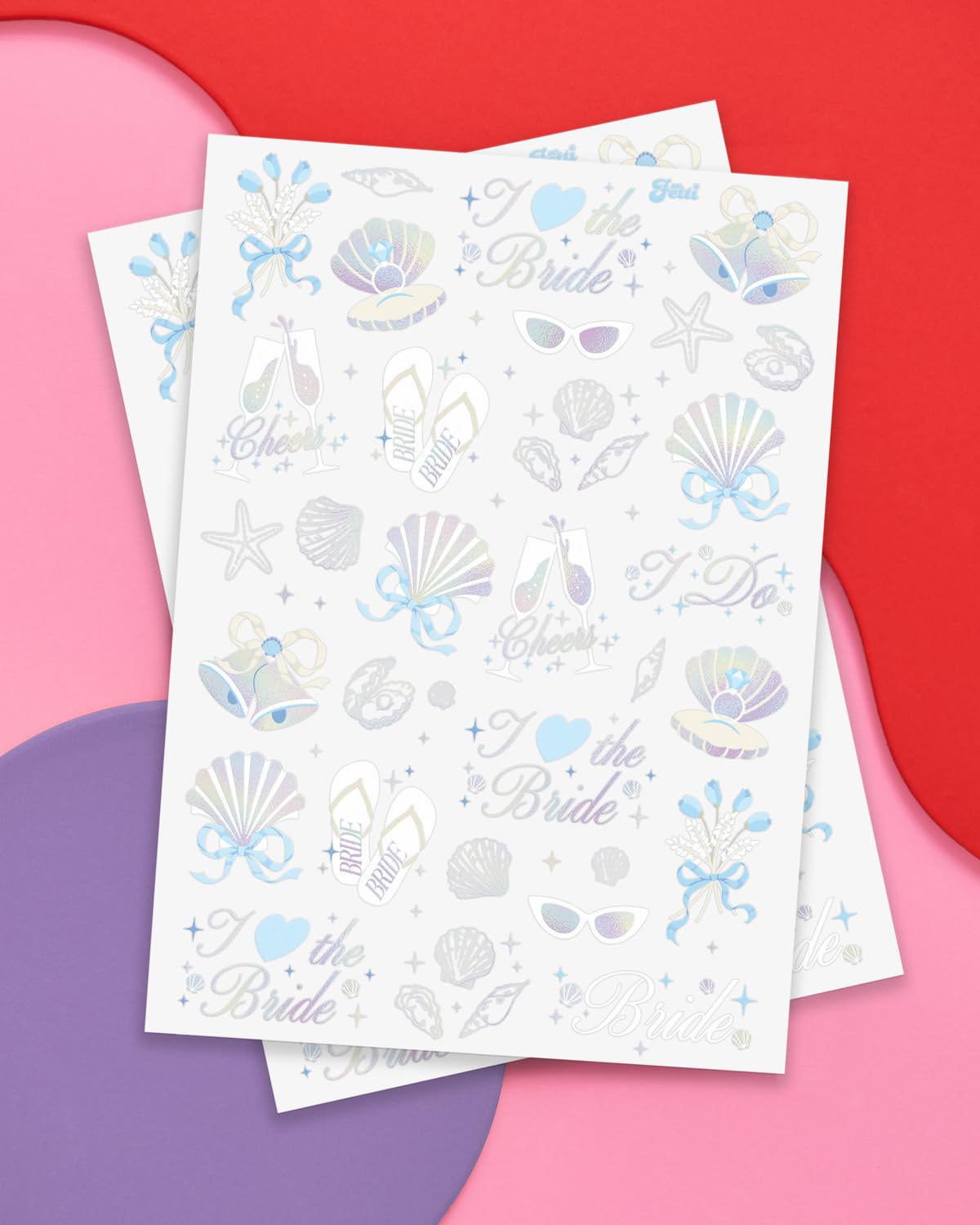 xo, Fetti two full sheets flatlay, offers plenty of shareable iridescent designs