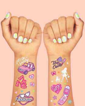 xo, Fetti application demo with damp cloth applying tattoo benefit: demonstrates easy use