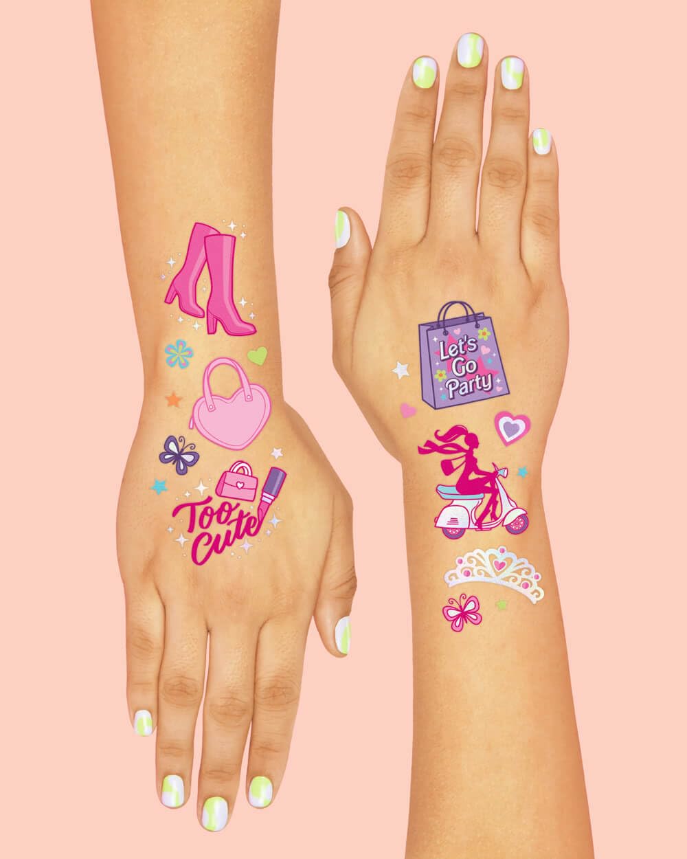 xo, Fetti tattoo on wrist in party setting benefit: shows durable, photo-ready look