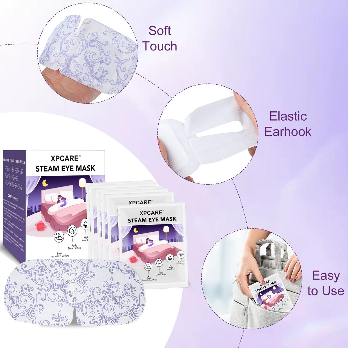 XPCARE elastic ear loop detail for secure comfortable fit