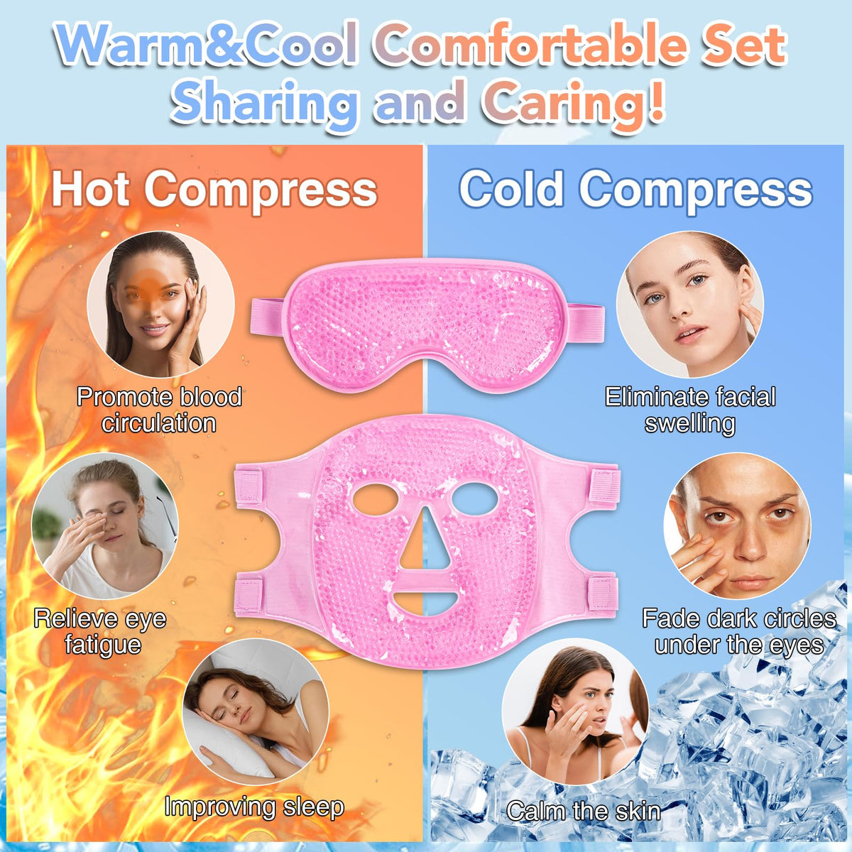 XPCARE close-up gel bead texture of eye mask showing flexible cooling comfort