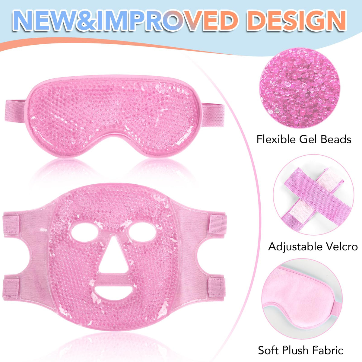 XPCARE full-face mask flat lay showing contour and cold therapy coverage